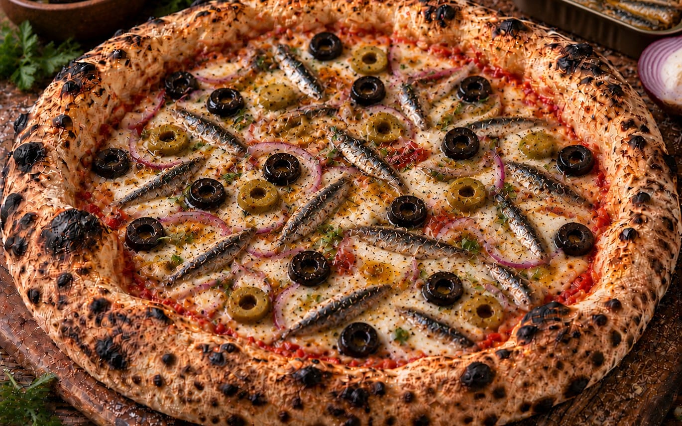 17. Napoli - TomatenSoße, Käse, Sardellen & Oliven bei Pizzeria Napoli