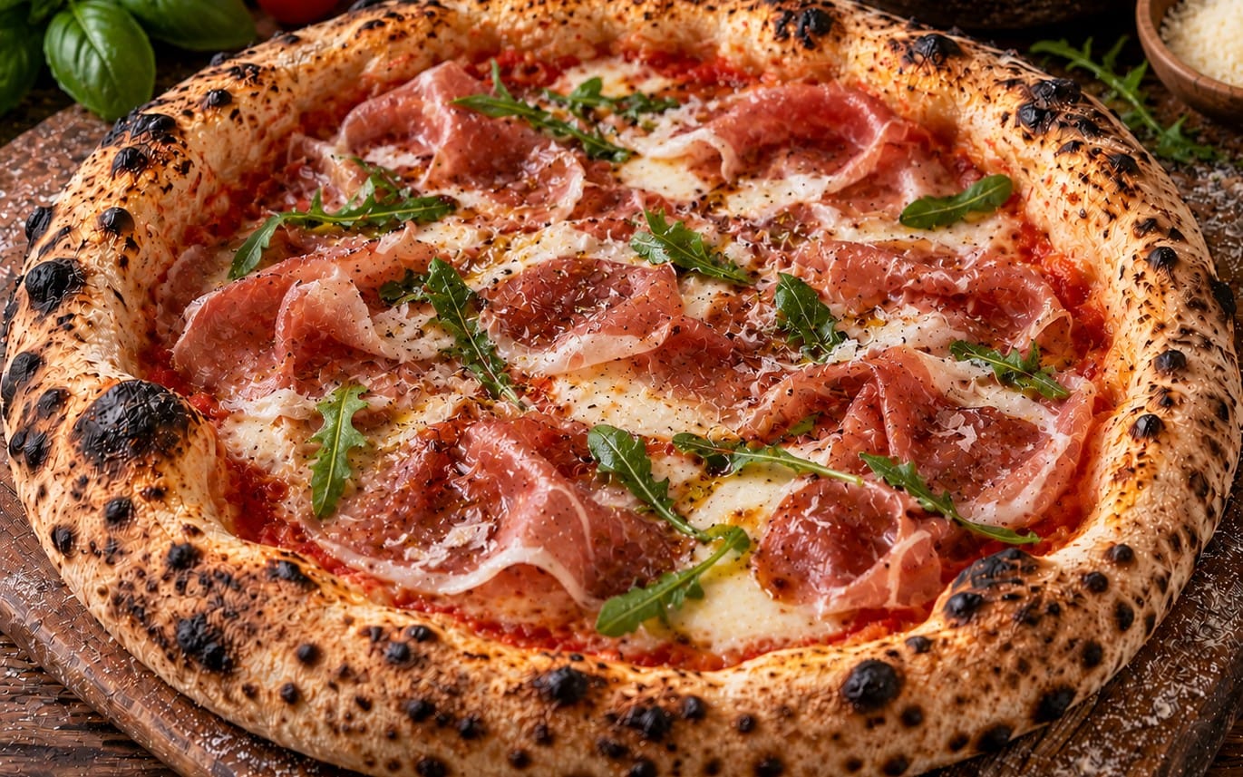 Prosciutto - Tomatensoße, Käse & Schinken bei Pizzeria Napoli