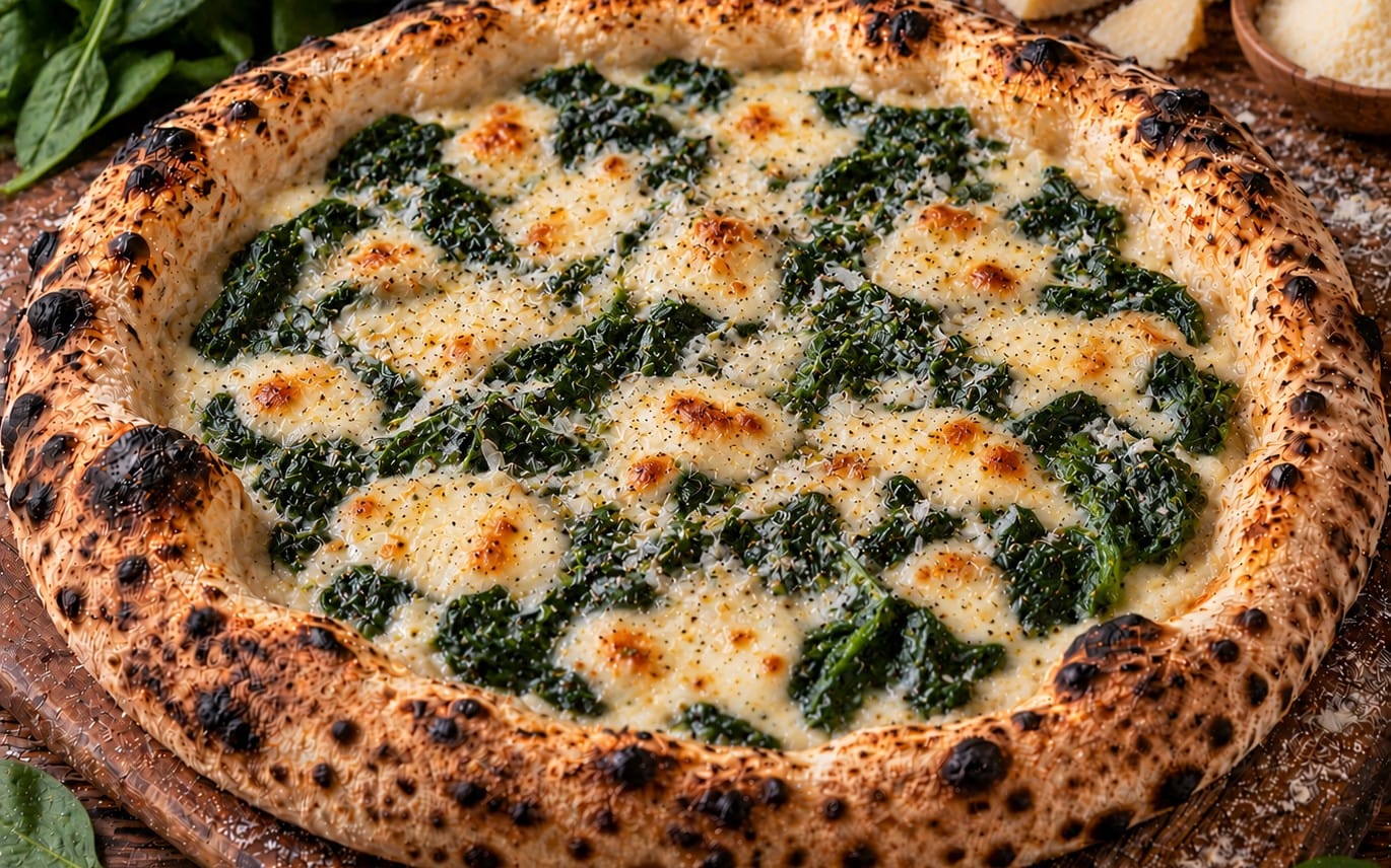Spinat e Gorgonzola - Gorgonzola mit Spinat, Tomatensauce bei Pizzeria Napoli