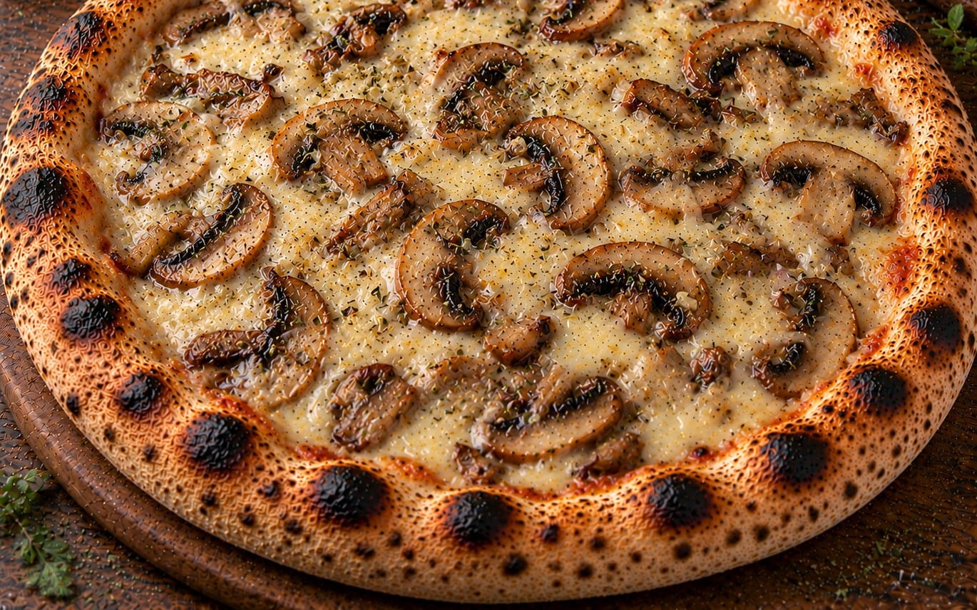 73. Funghi F - Tomatensoße, Käse Vegan & Champignons bei Pizzeria Napoli