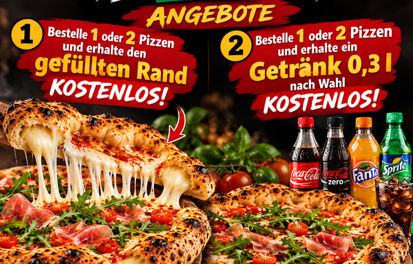 2 Pizzen + Käserand GRATIS